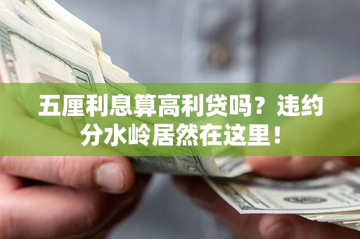 武汉五厘利息算高利贷吗？违约分水岭居然在这里！
